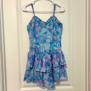 Wild Fable Blue Pink Floral Tiered Dress with Spaghetti Straps Women’s Small